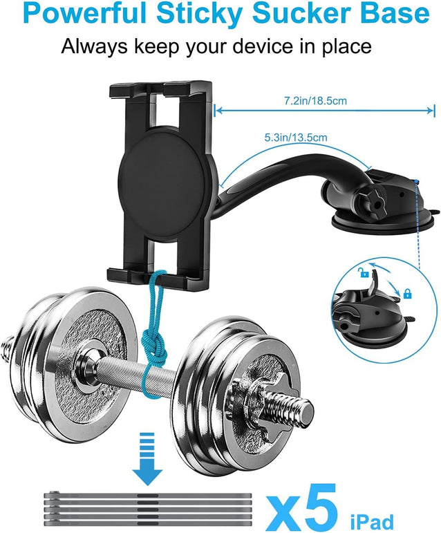 Woleyi Car Dashboard Tablet Mount, Car Dash Tablet & Phone Holder with Strong Sticky Gel Suction Cup for Ipad Pro 9.7, 11, 12.9 / Air/Mini, Iphone, Galaxy Tabs, More 4-13" Smart Phones and Tablets