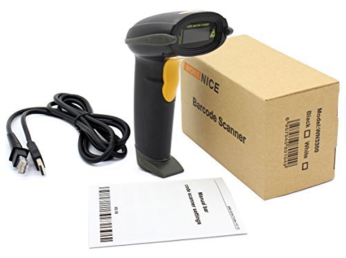 WoneNice USB Laser Barcode Scanner Wired Handheld Bar Code Scanner Reader Black
