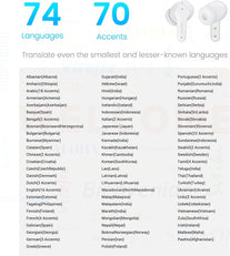 Wooask M3 Translator Earbuds for Voice Language Translation in 74 Languages and 70 Accents Quick Response with 97% High Accuracy Innovative Sliding Design Perfect for Travel, Business & Daily Use