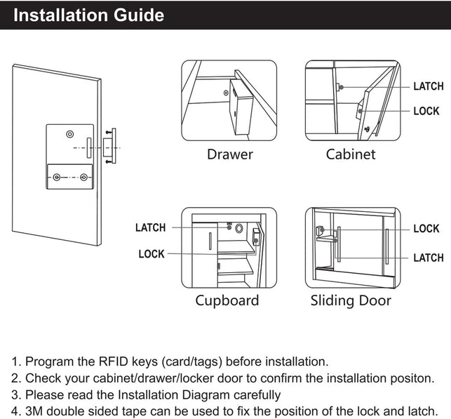 WOOCH RFID Locks for Cabinets Hidden DIY Lock - Electronic Cabinet Lock with USB Cable, RFID Card/Tag/Wristband Entry