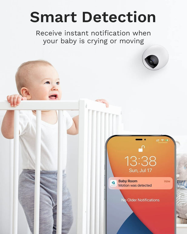 WUUK 4MP Indoor Security Camera, Pan Tilt Cam for Baby Monitor, Wi-Fi Home Security Pet Camera for Dog or Cat, Motion Detection & Tracking, Night Vision, 2-Way Audio, Compatible with Alexa & Google