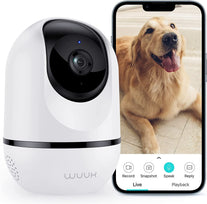 WUUK 4MP Indoor Security Camera, Pan Tilt Cam for Baby Monitor, Wi-Fi Home Security Pet Camera for Dog or Cat, Motion Detection & Tracking, Night Vision, 2-Way Audio, Compatible with Alexa & Google