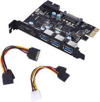 YEELIYA PCI-E to Type C (2),Type a (3) USB 3.0 5-Port PCI Express Expansion Card +Expanding 2 USB 3.0 Ports with Internal 19-Pin Connector for Window 7/8/10/Xp/Vista