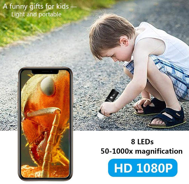YINAMA Wireless Digital Microscope, 50x to 1000x Magnification Microscope Camera,8 LED Mini Pocket Handheld Microscopes with 1080P 2MP, Compatible wit