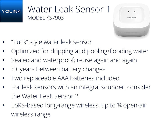 Yolink Smart Home Starter Kit: Hub & 3-Pack Water Leak Sensor 1, Lora up to 1/4 Mile Open-Air Range, Sms/Text, Email & Push Notifications, W/Alexa, IFTTT, Home Assistant