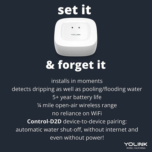 YOLINK Smart Home Starter Kit: Hub & 4-Pack Water Leak Sensor 1, Lora up to 1/4 Mile Open-Air Range, Sms/Text, Email & Push Notifications, W/Alexa, IFTTT, Home Assistant