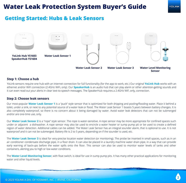 YOLINK Water Leak Sensor 3-Pack, Lora up to 1/4 Mile Open-Air Range Smart Water Leak & Flood Detector, Sms/Text, Email & Push Notifications, W/Alexa, IFTTT, Home Assistant - Yolink Hub Required