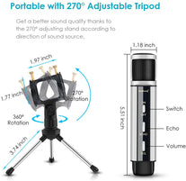 ZealSound Studio Recording Microphone, Condenser Broadcast Microphone w/Stand Built-in Sound Card Echo Recording Karaoke Singing for Phone Computer PC Garageband Smule Live Stream & YouTube (Silver)