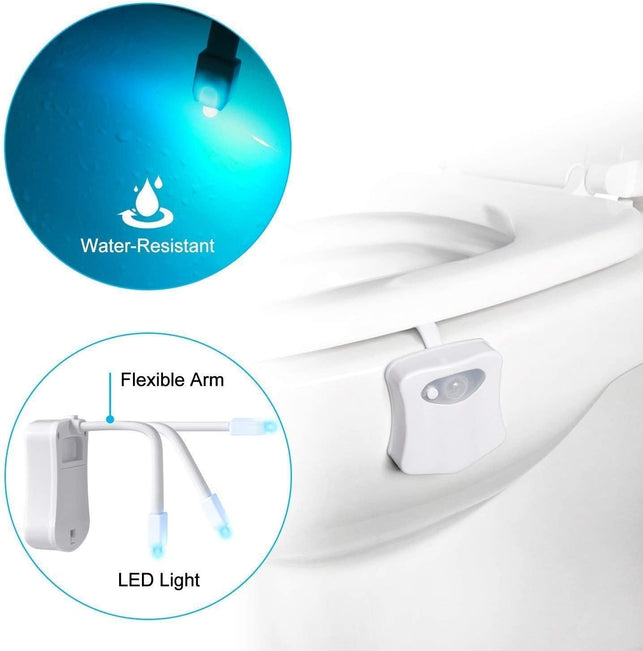 ZEZHOU Original Toilet Night Light 2 Pack, Motion Sensor Activated LED Lamp, Fun 8 Colors Changing Bathroom Nightlight Add on Toilet Bowl Seat, Perfect Decorating Gadget for Dad Adults Kids Toddler