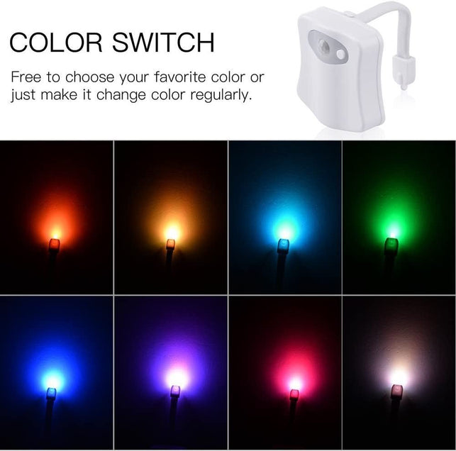 ZEZHOU Original Toilet Night Light 2 Pack, Motion Sensor Activated LED Lamp, Fun 8 Colors Changing Bathroom Nightlight Add on Toilet Bowl Seat, Perfect Decorating Gadget for Dad Adults Kids Toddler