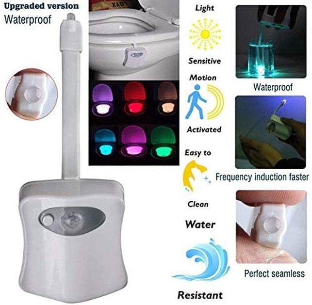 ZEZHOU Original Toilet Night Light 2 Pack, Motion Sensor Activated LED Lamp, Fun 8 Colors Changing Bathroom Nightlight Add on Toilet Bowl Seat, Perfect Decorating Gadget for Dad Adults Kids Toddler