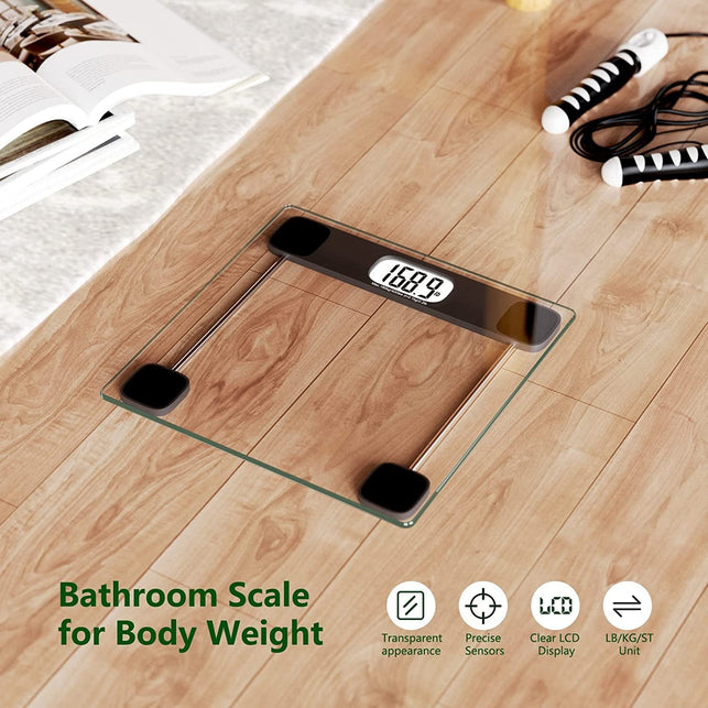 ZOETOUCH Scale for Body Weight Digital Bathroom Scale Weighing Scale Bath Scale, LCD Display Batteries and Tape Measure Included, 400Lbs