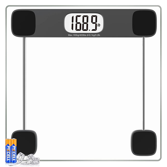 ZOETOUCH Scale for Body Weight Digital Bathroom Scale Weighing Scale Bath Scale, LCD Display Batteries and Tape Measure Included, 400Lbs