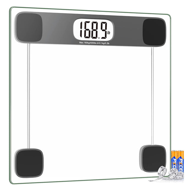 ZOETOUCH Scale for Body Weight Digital Bathroom Scale Weighing Scale Bath Scale, LCD Display Batteries and Tape Measure Included, 400Lbs