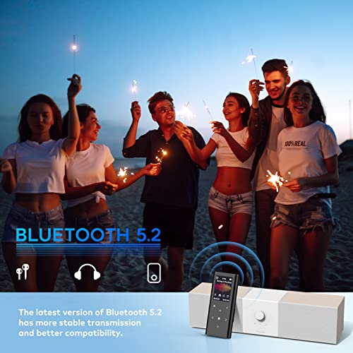 ZOOAOXO 64GB MP3 Player Music Player with Bluetooth 5.2, Built-in HD Speaker, FM Radio, Voice Recorder, Mini Design, Weigh 2.4 oz, HiFi Sound, Ideal for Sport, Earphones Included