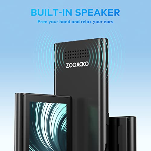 ZOOAOXO 64GB MP3 Player Music Player with Bluetooth 5.2, Built-in HD Speaker, FM Radio, Voice Recorder, Mini Design, Weigh 2.4 oz, HiFi Sound, Ideal for Sport, Earphones Included