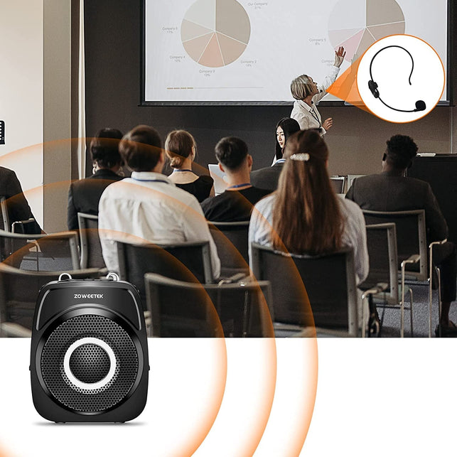 ZOWEETEK Voice Amplifier with Wireless Microphone Headset,Voice Amplifier for Teachers,Wireless Voice Amplifier Portable Suitable for Classroom,Meeting,Yoga,Fitness,Training,Speech,Tour Guide,Wedding