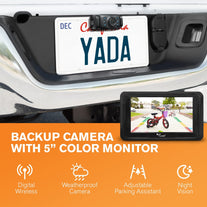 Yada | Wireless Car Backup Camera with 5" HD Monitor Car Rear View Reversing Back up Camera Adjustable Parking Assistant with Night Vision Waterproof for Car Truck Van SUV Camping Car