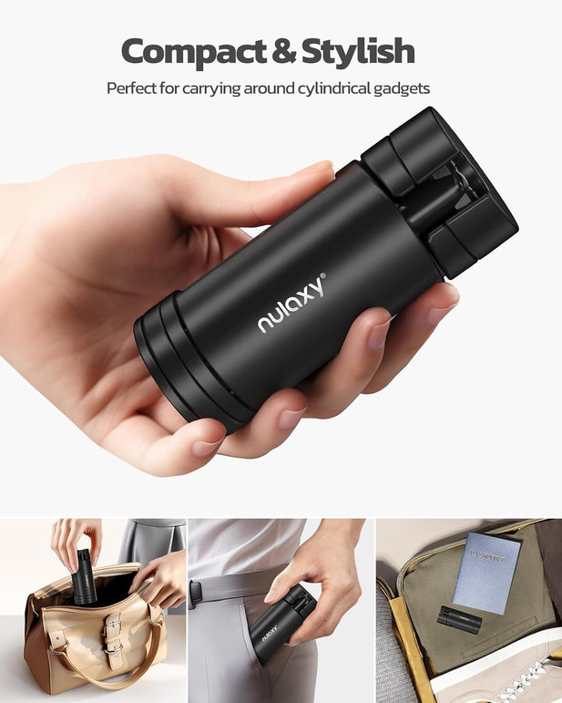 Nulaxy Airplane Phone Holder Travel Essentials, Double-Directional 360° plus 180° Degree Rotation, Pocket-Sized Universal Handsfree Phone Mount for Home Kitchen Office and Travel Must Haves