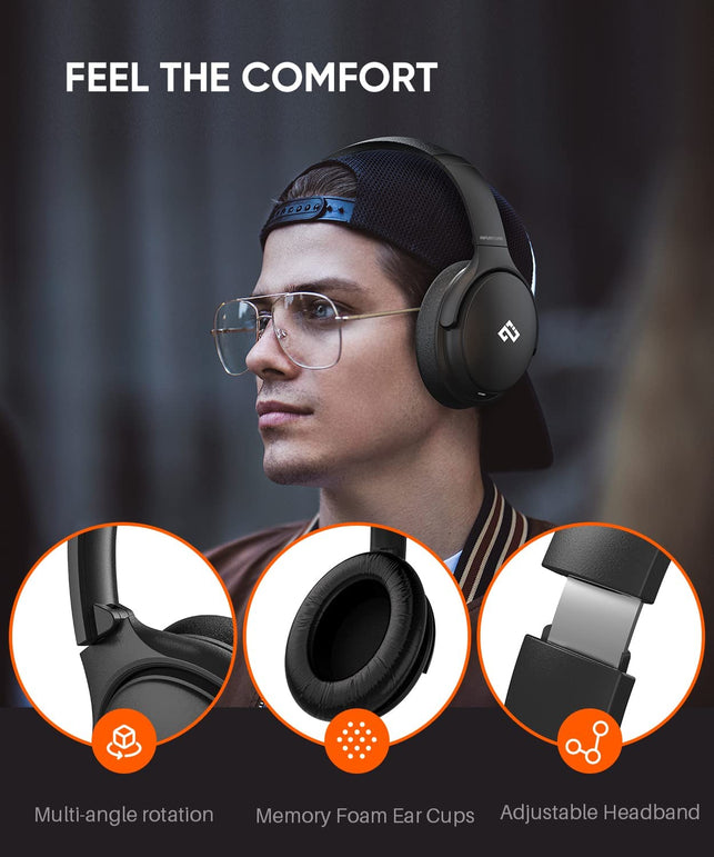 INFURTURE Active Noise Cancelling Headphones, H1 Wireless over Ear Bluetooth Headphones, Deep Bass Headset, Low Latency, Memory Foam Ear Cups,40H Playtime
