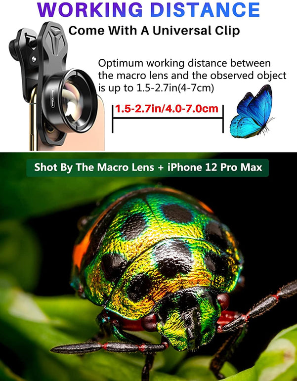 APEXEL Professional Macro Photography Lens for Smartphone, Macro Lenses for Iphone, Samsung, Galaxy, Oneplus, Android Phone(Fits for Almost All Phone), Cell Phone Macro Lens Attachment for Iphone 13