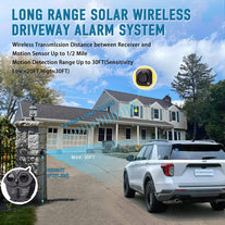 1/2 Mile Long Range Solar Wireless Driveway Alarm System IP65 Weatherproof Outdoor Motion Detectors&Sensor 120Db Siren Sound Light Security Alert System Monitor&Protect Outdoor/Indoor Property(1R2S)