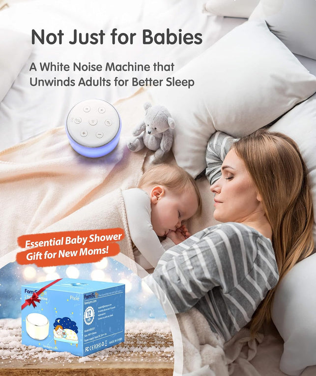 White Noise Machine for Sleeping Baby Kids – Portable Sound Machine with Night Light, USB Rechargeable, 34 Soothing Noises, Auto-Off Timer, Sleep Machine for Adults Babies Lullaby Travel Home