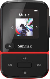16GB Clip Sport Go MP3 Player, Red - LED Screen and FM Radio - SDMX30-016G-G46R