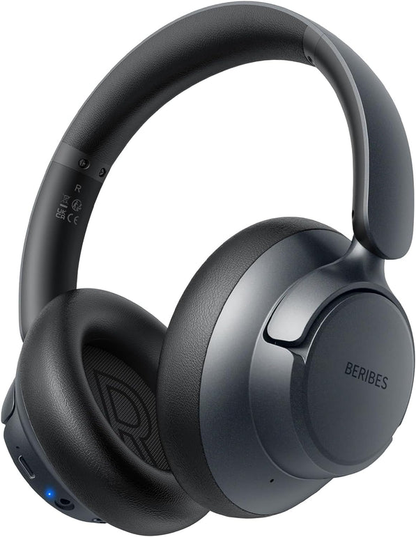 BERIBES Upgraded Hybrid Active Noise Cancelling Headphones with Transparent Modes,65H Playtime Wireless Bluetooth with Mic, Deep Bass,3.5Mm Cable,Soft-Earpads,Fast Charging-Black