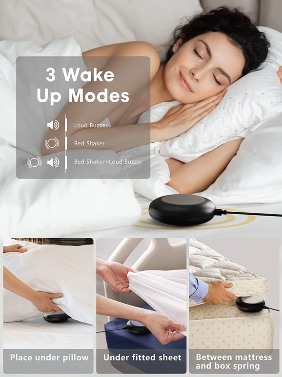 Extra Loud Vibrating Alarm Clock with Bed Shaker for Deep Sleepers Adult Hearing Impaired Deaf, Dual Alarms Digital Clock for Bedroom,8.7'' Large Mirror LED Display,Usb Charger,Battery Backup,Dimmable