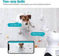 VIMTAG Pet Camera, 2.5K HD Pet Cam, 360° Pan/Tilt View Angel with Two Way Audio, Dog Camera with Phone APP, Motion Tracking Alarm,Night Vision,24/7 Recording with Cloud/Local SD, Smart Home Indoor Cam