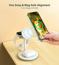 3 in 1 Wireless Charging Station for Multiple Devices, 15W Fast Wireless Mag-Safe Charger Stand for Iphone 14 13 12 Pro Max/Plus/Pro/Mini, Mag Charger for Iwatch Ultra/8/7/Se/6/5/4/3/2, Airpods - The Gadget Collective