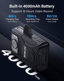 BOBLOV M7 128GB Body Camera, 180° Rotate Body Cam, 4000 Mah Battery & Fast Charger, 15 Hours Video Record, 1080P Body Camera with Audio for Police, Civilians, Law Enforcement, Delivery Job