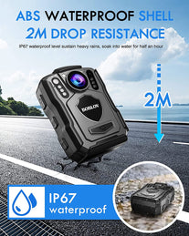 BOBLOV M5 Body Mounted Camera, 2K 64GB Camcorder, 4200Mah Battery for 15 Hrs Video Record, IP67 Body Mounted Camera (64GB NO GPS Version)