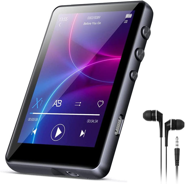 32G MP3 Player Bluetooth 5.0, Full Touch Screen Hifi Lossless MP3 Music Player, Line-In Speaker, with Line Recorder, FM Radio, Support up to 128 GB (Black) - The Gadget Collective