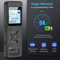 32GB Digital Voice Recorder for Lectures Meetings - EVIDA 2324 Hours Voice Activated Recording Device Audio Recorder with Playback,Password - The Gadget Collective