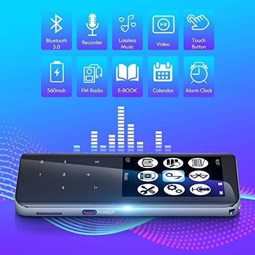 32GB Mp3 Player with Bluetooth 5.0 - Portable Digital Lossless Music Player for Walking Running,Super Light Metal Shell Touch Buttons with TF Card Exp - The Gadget Collective