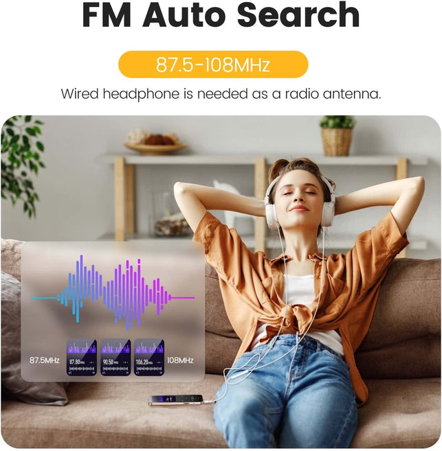 32GB MP3 Player with Bluetooth 5.3, AGPTEK A09X 2.4" Screen Portable Music Player with Speaker Lossless Sound with FM Radio, Voice Recorder, Supports up to 128GB, Black - The Gadget Collective