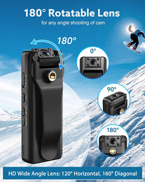 BOBLOV A22 64/32GB Body Camera, 2200Mah Battery for 10 Hours Recording,180° Rotatable Lens, 1080P Bodycam with OLED Screen to Playback, Camcorder with Audio for Walking, Delivery, Daily Proof (64GB)