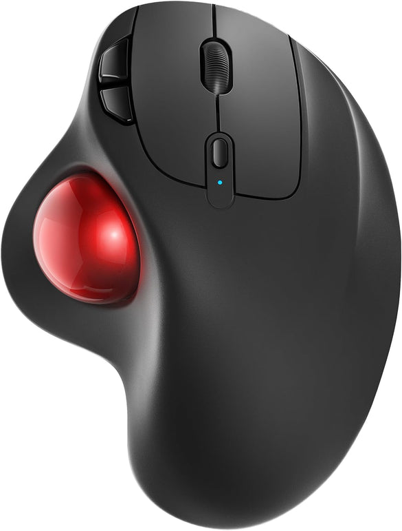 Nulea M501 Wireless Trackball Mouse, Rechargeable Ergonomic, Easy Thumb Control, Precise & Smooth Tracking, 3 Device Connection (Bluetooth or USB), Compatible for PC, Laptop, Ipad, Mac, Windows.