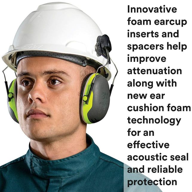 3M PELTOR Ear Muffs, Noise Protection, Cap Style Hard Hat Attachment, NRR 25 dB, Construction, Manufacturing, Maintenance, Automotive, Woodworking, Heavy Engineering, Mining, X4P3E - The Gadget Collective