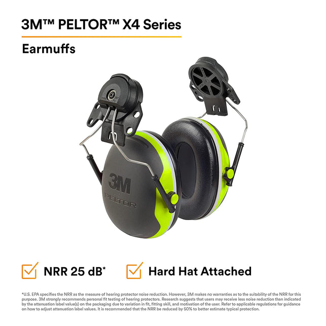 3M PELTOR Ear Muffs, Noise Protection, Cap Style Hard Hat Attachment, NRR 25 dB, Construction, Manufacturing, Maintenance, Automotive, Woodworking, Heavy Engineering, Mining, X4P3E - The Gadget Collective