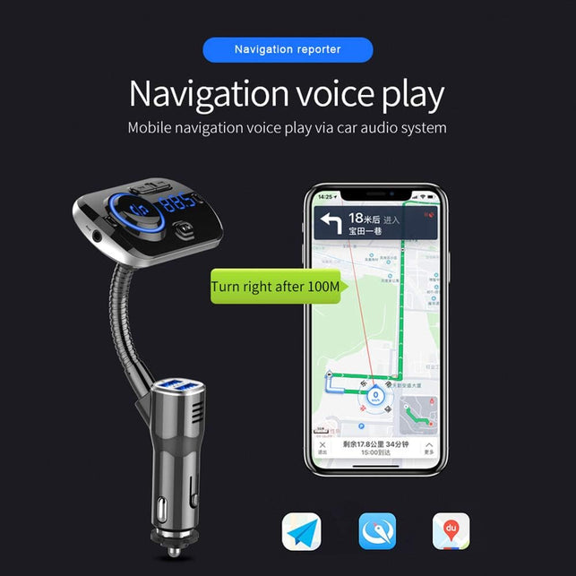 Car MP3 Player Supports TF Card and USB Car Charger QC3.0 Rainbow LED Hands Free Carkit Wireless In-Car Bluetooth FM Transmitter Radio Adapter