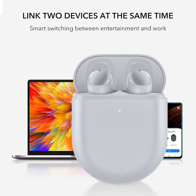 Xiaomi Redmi Buds 3 Pro In-Ear Wireless Earbuds, 35Db Active Noise Cancellation + Ambient Sound, 28 Hr Battery Life, Triple Mics for Voice Clarity, USB Type-C or Wireless Charging, Glacial Gray