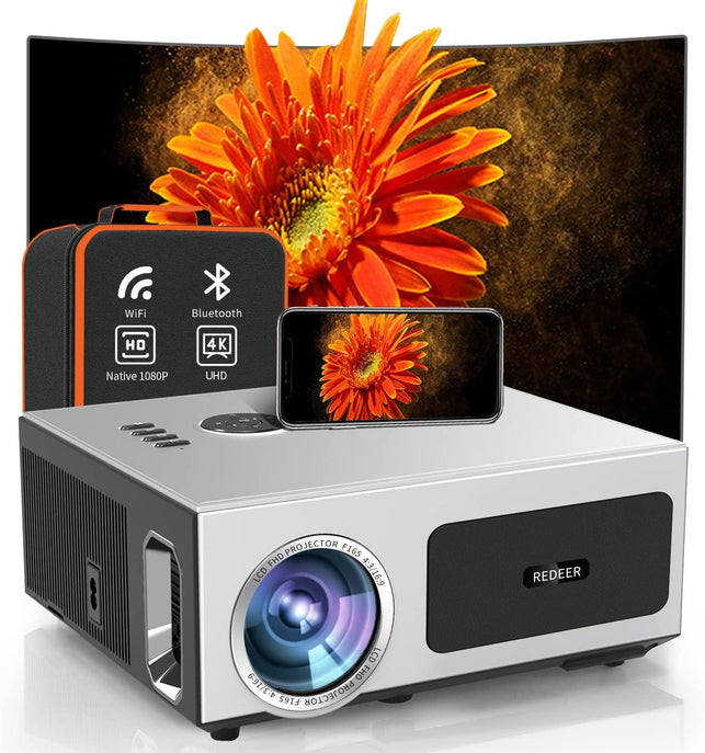 4K Projector Max 500"Display,1000Ansi Projector 4K Wifi and Bluetooth,Native 1080P Outdoor Projector Supprot 50%Zoom.Ppt.4P/4D & ±50°Keystone,Dolby.Smart Home Movie Projector for Phone/Pc/Tv Stick/Ps5 - The Gadget Collective