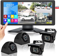 4K RV Backup Camera System with 10.36’’ Monitor for RV Truck Bus Trailer with Rear Side View 4 AHD Camera 4 Splits Touch Screen DVR Recording IP69 Waterproof Bluetooth Music Video Playback Avoid Blind - The Gadget Collective