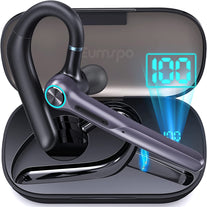 Bluetooth Headset Wireless Earpiece 60Hrs Playback Built-In Dual Mic Noise Canceling Wireless Headset Earphone with 400Mah LED Charging Case for Business Office Trucker