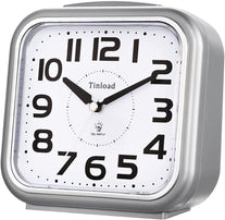 5.5" Silent Analog Alarm Clock Non Ticking, Gentle Wake, Beep Sounds, Increasing Volume, Battery Operated Snooze and Light Functions, Easy Set, Grey (Best for Elder) - The Gadget Collective