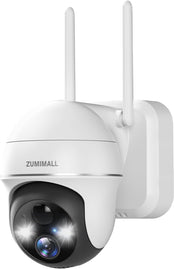 ZUMIMALL Security Cameras Wireless Outdoor Wifi with 360° PTZ, 2K Battery Powered Cameras for Home Surveillance, Spotlight & Siren/Pir Detection/3Mp Color Night Vision/2-Way Talk/Ip66/Cloud/Sd