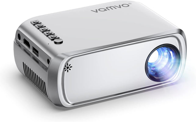 Vamvo Projector, 2023 Upgraded Mini Projector, Full HD 1080P Home Theater Video Projector,Portable Movie Projector Compatible with TV Stick/Ps4/Hdmi/Usb/Vga/Av/Smartphone/Tv Box/Laptop/ Ios/Android